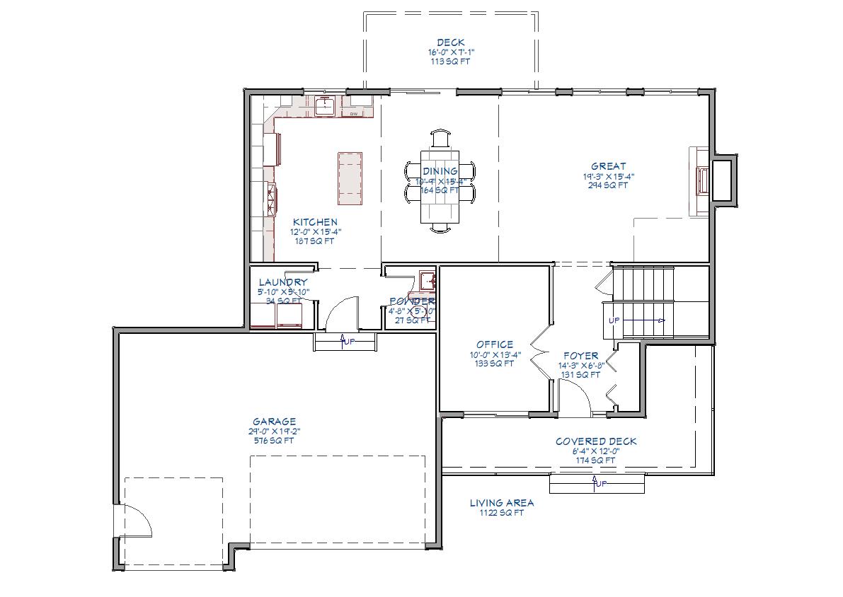 Craftsman two-story main floor plan